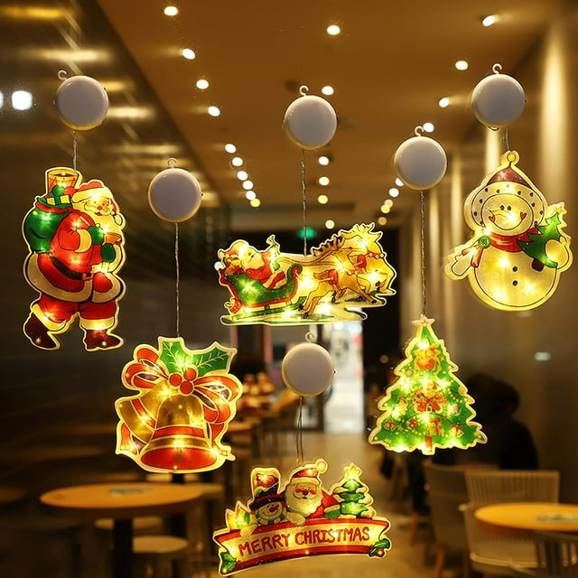 Christmas Suction Cup LED Lights, Window Display Decorative Lighting for Indoor Holiday Home Decor