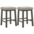 thumbnail image 1 of 25 Inch Wooden Bar Stool with Fabric Seat, Set of 2, Gray, 1 of 5