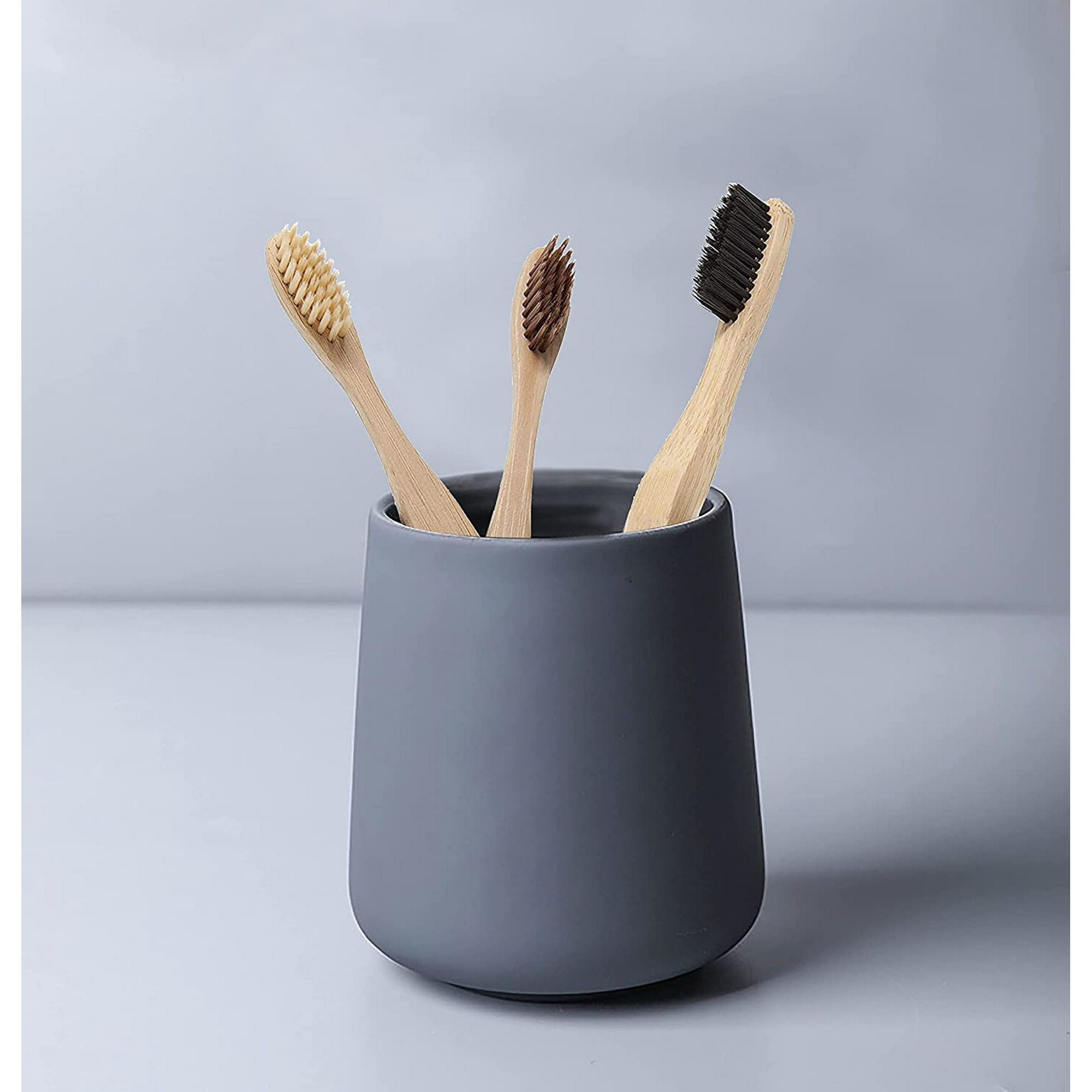 Matte Toothbrush Holder for Bathroom Tooth Brush Holder Modern Ceramic Toothbrush Cup as Toothpaste Holder Bathroom Cup Makeup Brush Cup Grey Walmart