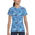 thumbnail image 4 of Honeii Blue Fish Print Kids Boy T-Shirt,Breathable Round Neck Tee,Stylish Summer Tee for Boys, for Outdoor Activities and Casual Wear, 4 of 7