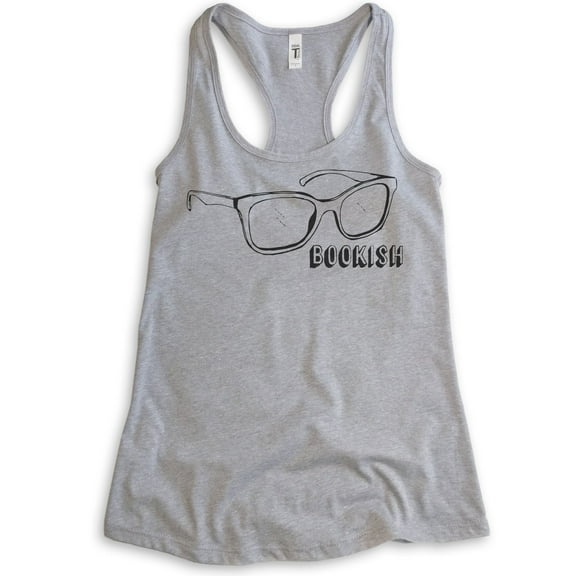 Bookish Tank Top, Ladies Racerback Tank Top, Glasses Tank, Reading Tank, Hipster Tank, Book Lover Tank, Heather Gray, X-Large