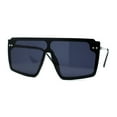 thumbnail image 3 of Retro Flat Top Shield Oversize Half Rim Rimless Sunglasses All Black, 3 of 4