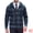 Dark Blue, variant on Men's Plaid Knitted Fleece Lined Drawstring Hooded Zipper Jacket M Light Gray