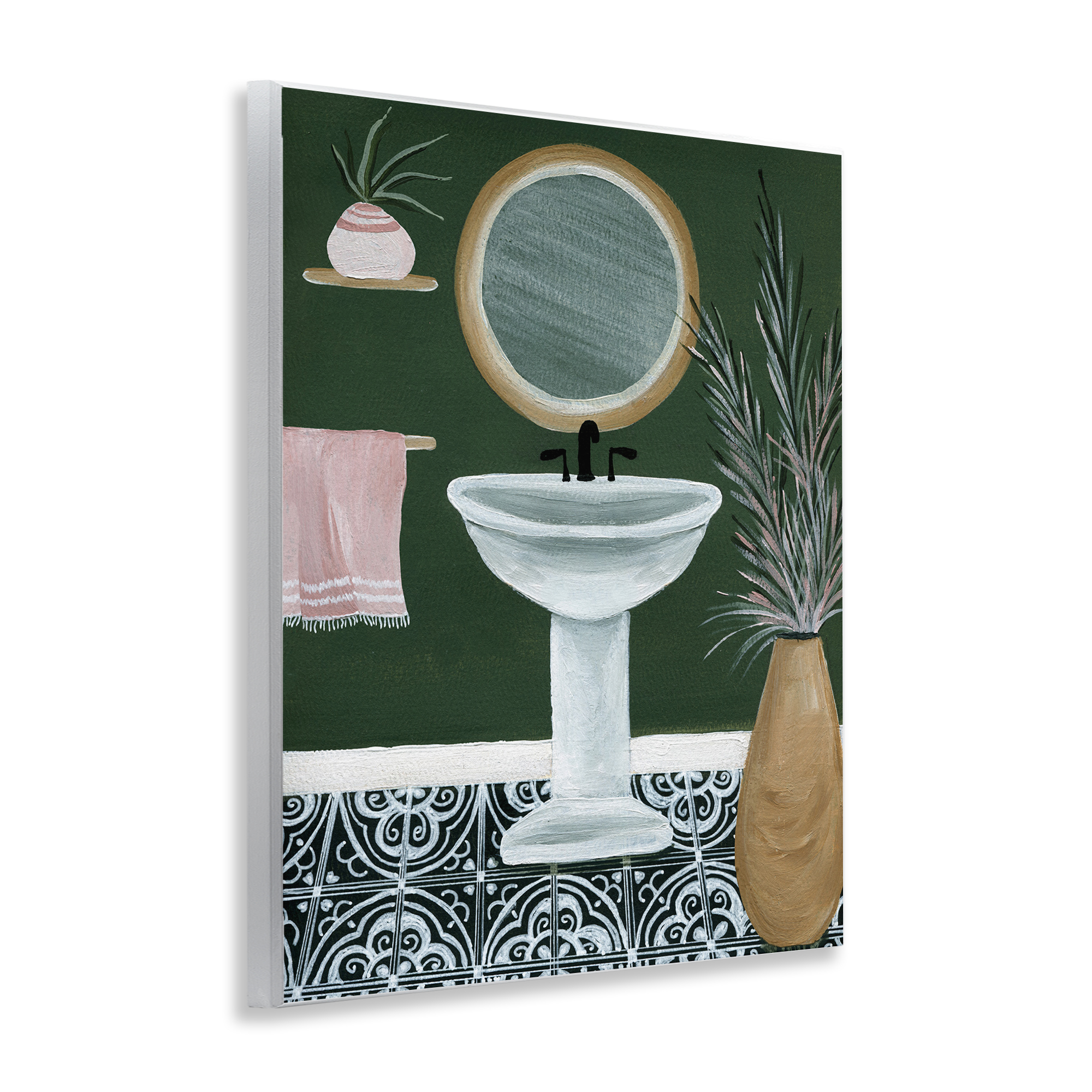 Stupell Industries Chic Green Bathroom Typography Painting Unframed Art Print Wall Art, 11 x 14