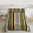 thumbnail image 2 of Manfei Wildlife Leopard Zebra 2pcs Bedding Comforter Set for Female Men,Bling Golden Glitter Twin Comforter Sets,Geometric Stripes Breathable Bedding Set,Breathable Home Decor,Reversible, 2 of 8