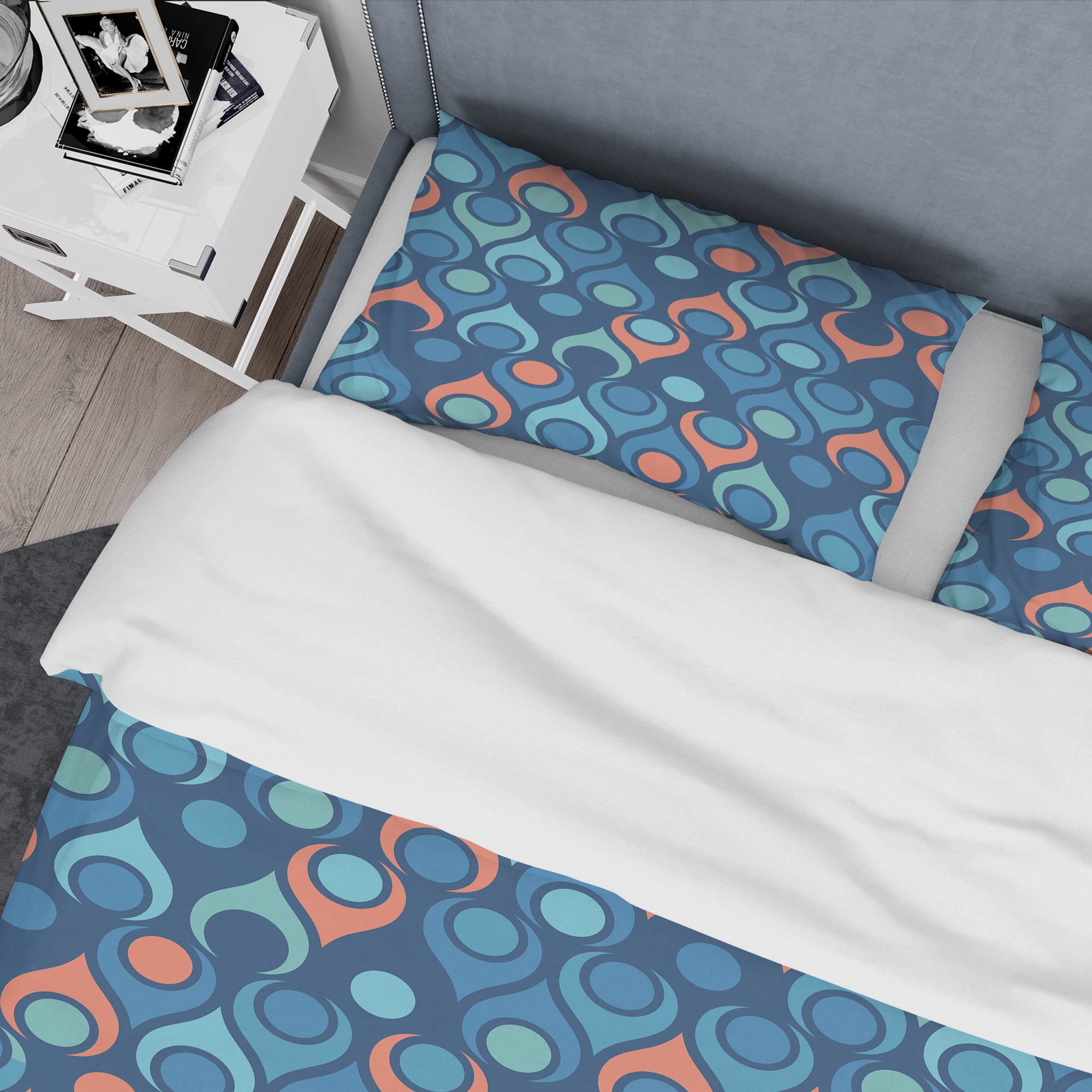 Designart 'Retro Abstract Drops X' Mid-Century Modern Duvet Cover Set