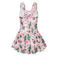 thumbnail image 5 of Uourmeti Cartoon Alpaca & Cactus Print Girls One Piece Swim Dress - Sleeveless Skirted Bathing Suit, Quick Dry Stretchy Swimwear for Summer Beach & Pool, 5 of 8