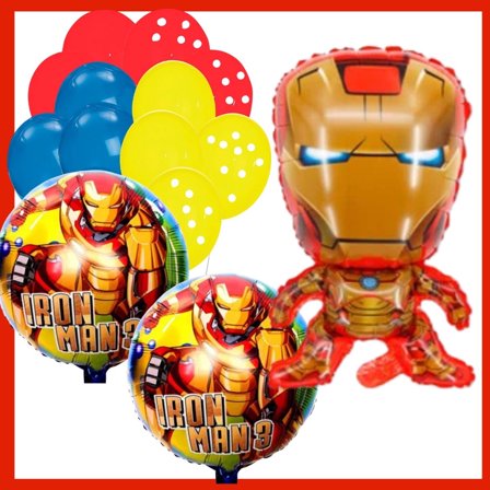 Iron Man Balloon Bouquet (13pcs) - Superhero Party Decor