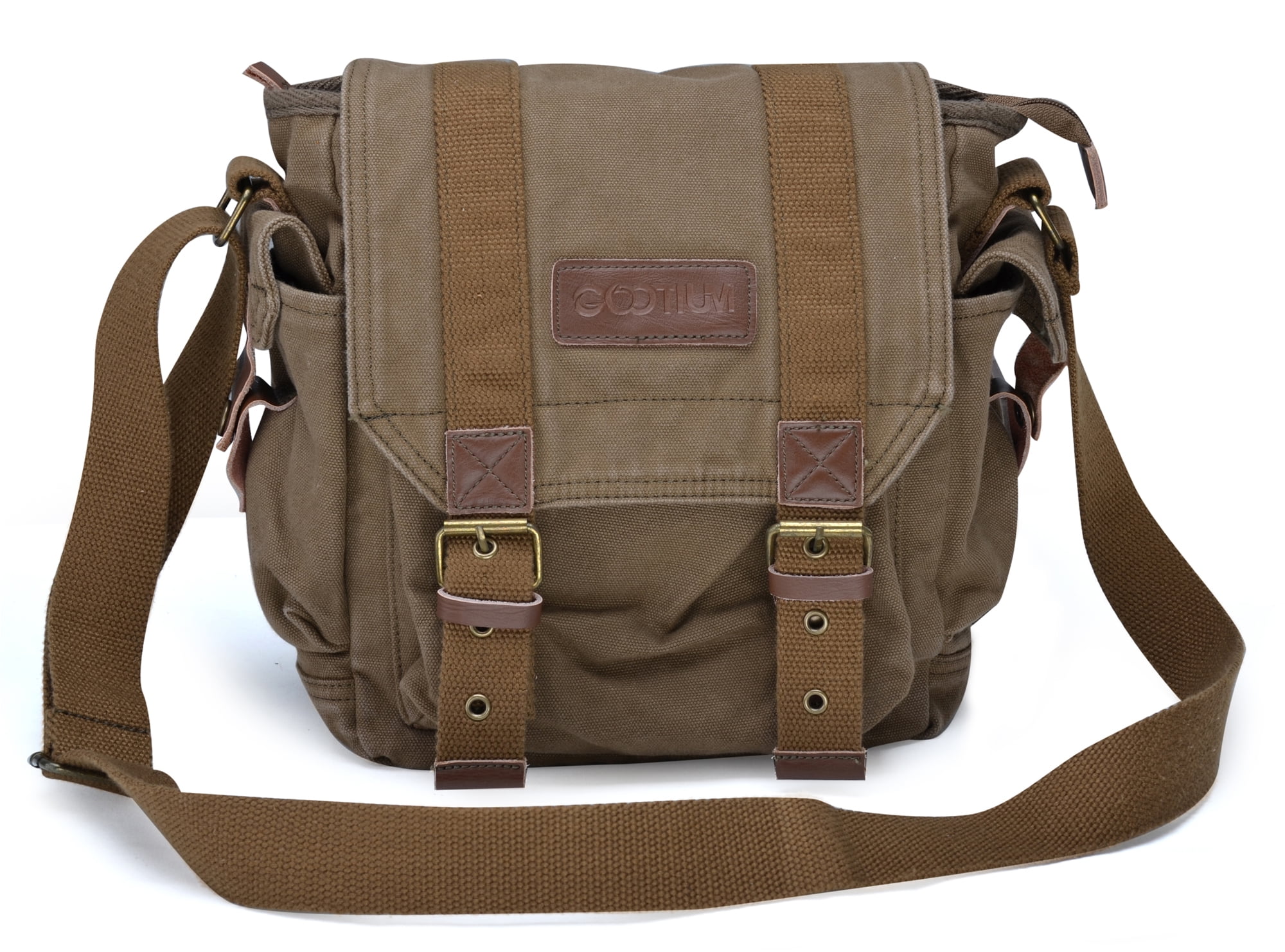 Gootium - Gootium Vintage Canvas Messenger Bag Men’s Shoulder Bag School Satchel, Army Green ...