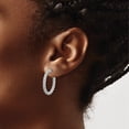 thumbnail image 3 of Sterling Silver Rhodium-Plated Textured Twisted C-Hoop Earrings (Width 24) (Length 24) - Jbsp, 3 of 5