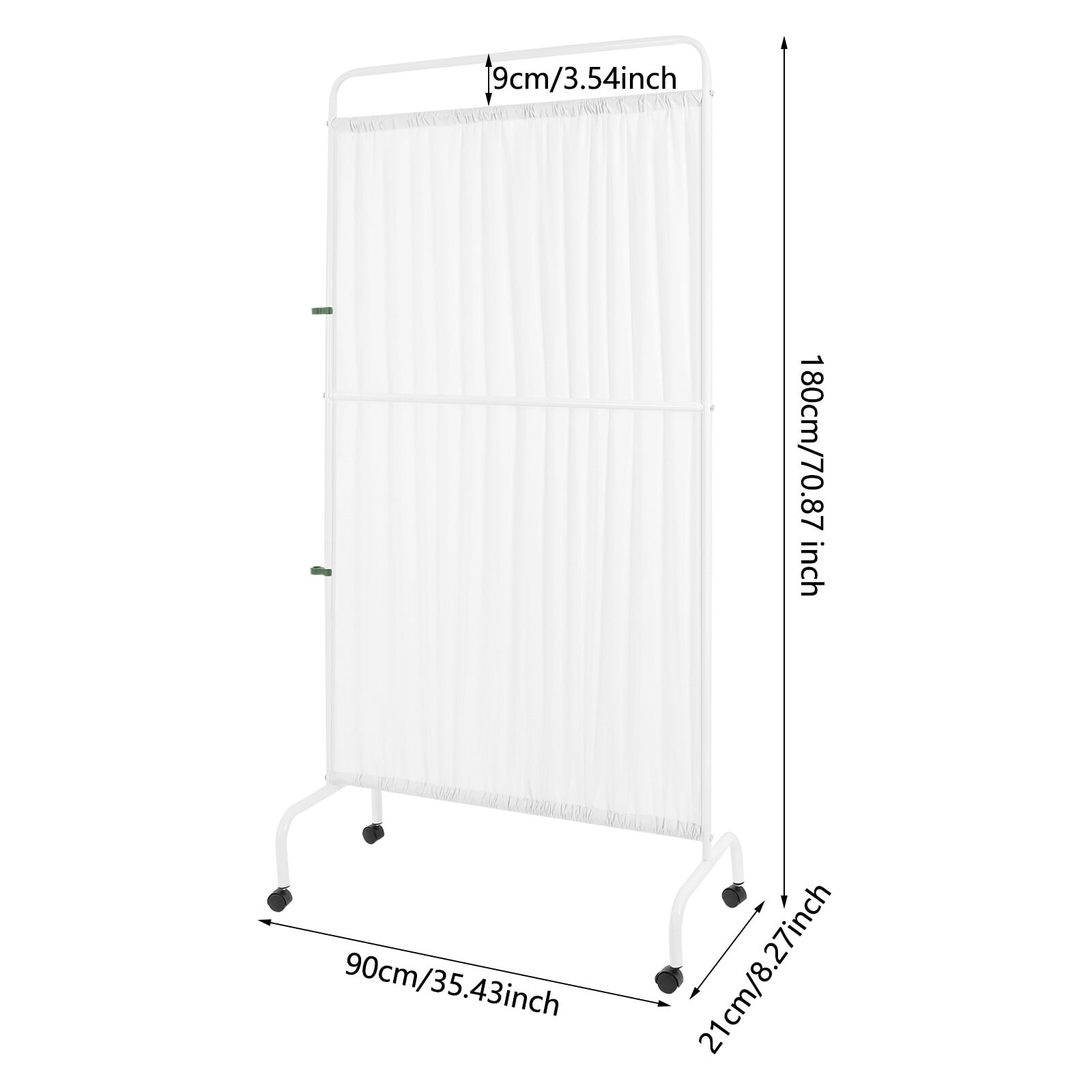 Medical Privacy Screen Room Divider with Lockable Casters 8.27*35.43*70.87 in