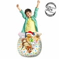thumbnail image 3 of Party Storage Toy Bag Chair, Footprints Pattern Rainbow Themed Arrangement Cartoon Illustration Party, Stuffed Animal Organizer Washable Bag, Large Size, Multicolor, by Ambesonne, 3 of 3