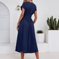 thumbnail image 5 of RUTAYY Women's Dress Casual V-Neck Solid Color Short Sleeve Waist Pleats Soft Comfortable Daily Wear Trendy Beach Mesh Dresses, 5 of 6