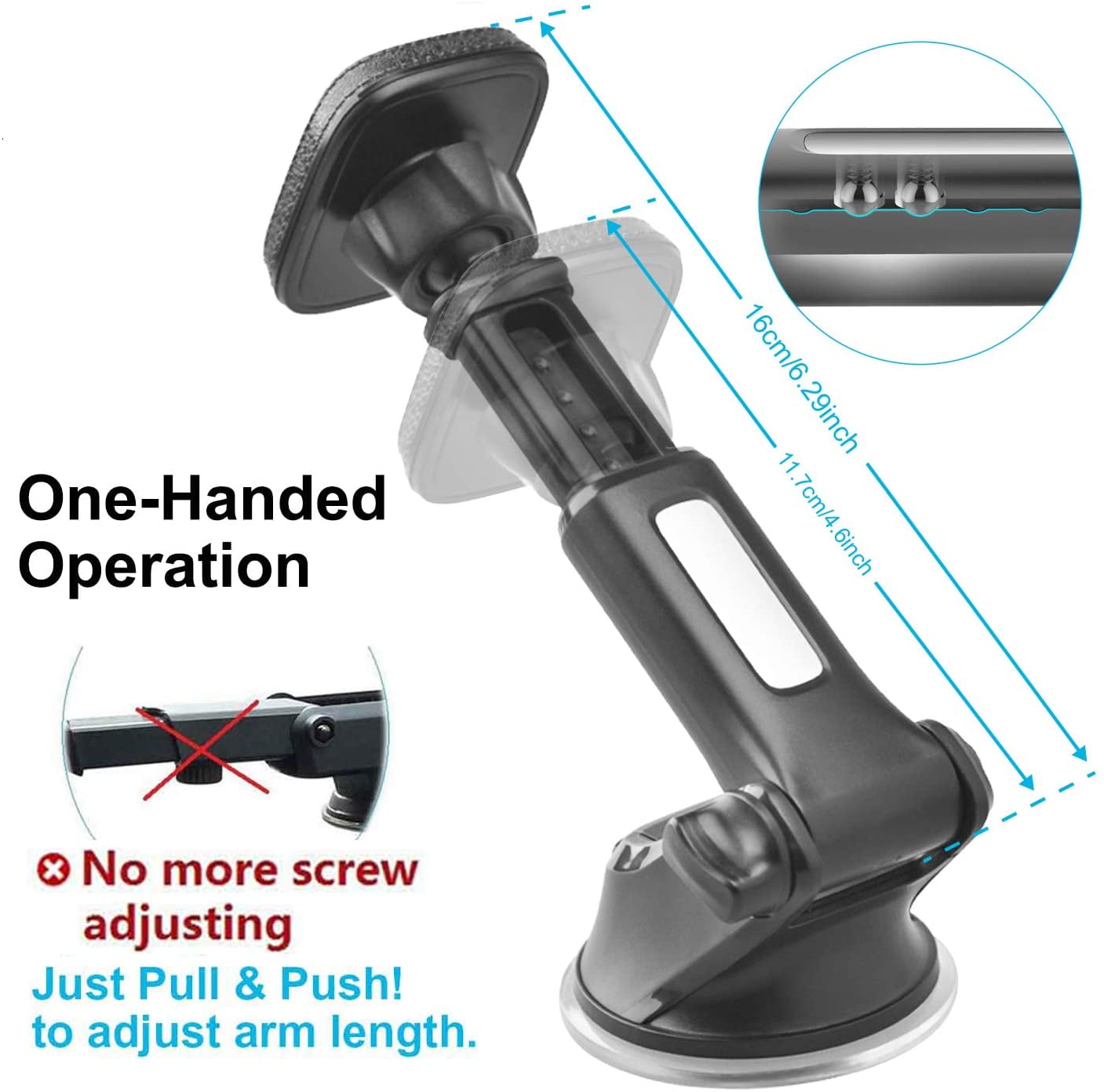 Magnetic Phone Car Mount, Universal Stick On Dashboard,Glass Mount