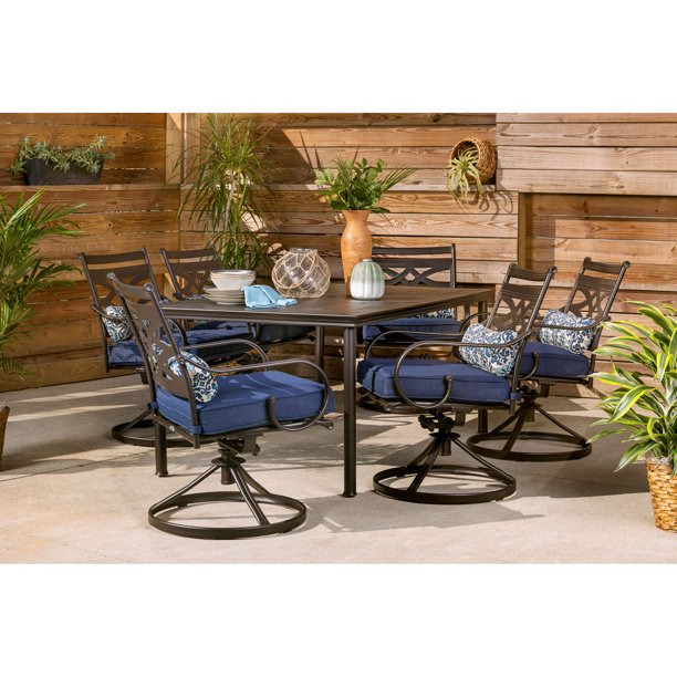 Hampton Bay Laurel Oaks 7Piece Black Steel Outdoor Patio Dining Set