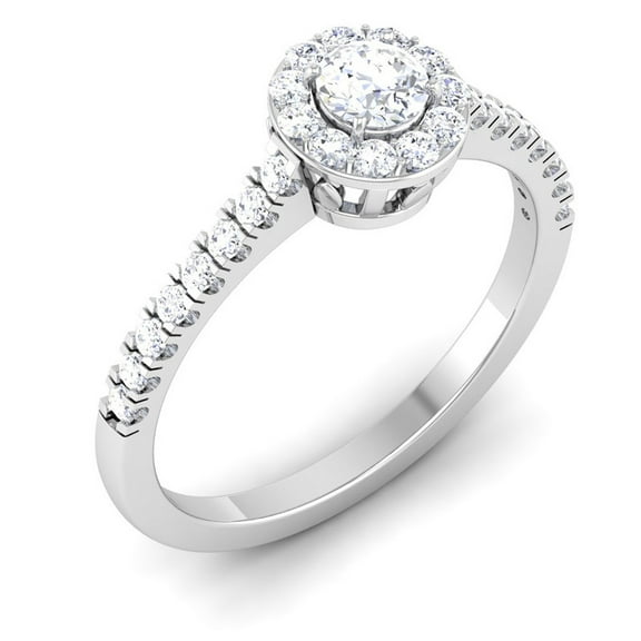 Elegant Round Solitaire Ring in Colorless Lab-Created Stone | 0.612ct Sterling Silver Jewelry for Women