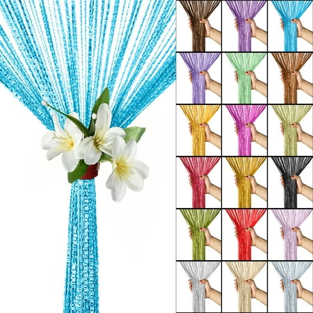 Outdoor Patio Curtains Phoenix Glitter String Curtain Pack of 2, Tassel Window Curtains Panels Pair Room Dividers Doorway Fly Screen Fringe for Door Kitchen Wedding Home Patio Hotel Decoration, Multi Colors ()