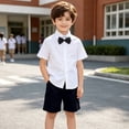 thumbnail image 5 of ShomPort Boys School Uniform Outfits Pull on Flat Front Shorts Short Sleeve Button down Shirt with Tie 3-14 Years, 5 of 7