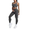 thumbnail image 6 of Hpapadks Women Workout Sets 2 Piece Seamless Solid Sleeveless Stretch Crop Tops High Waist Leggings Workout Yoga Set Yoga Outfits for Women Grey L, 6 of 6