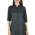 thumbnail image 6 of Bimba Women Button Down Rayon Kurta Kurti 3/4 Sleeve Formal Indian Casual Tunic Top, 6 of 6