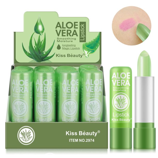 12 Packs Aloe Vera Lipstick, Long Lasting Nutritious Soothing Lip Balm