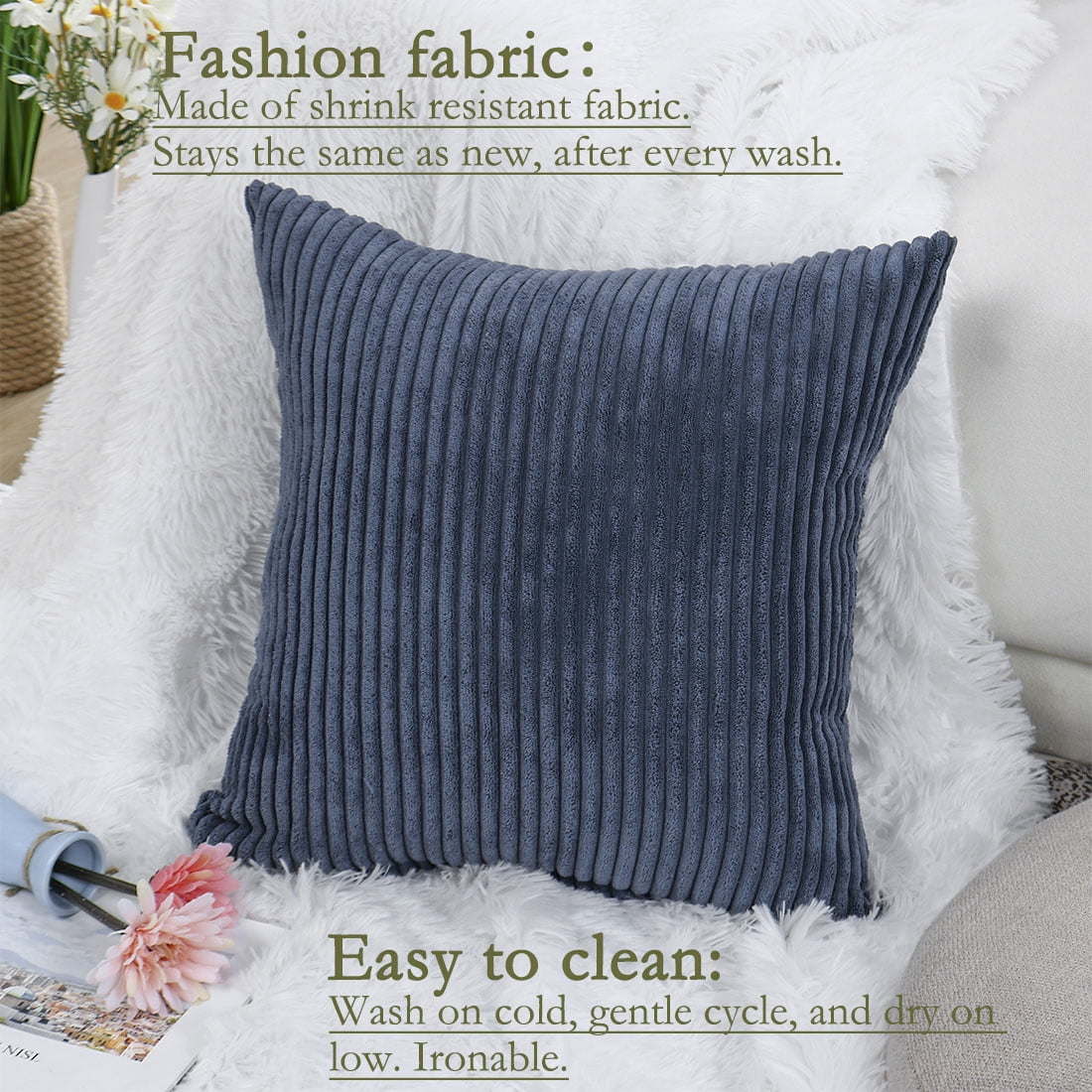 Unique Bargains 18" x 18" Blue Microfiber Decorative Pillow Case 2 Count
