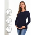 thumbnail image 3 of Bearsland Women's Long Sleeve Maternity Shirts Casual Tunic Side Ruched Tops Pregnancy Clothes 3-Pack, 3 of 10
