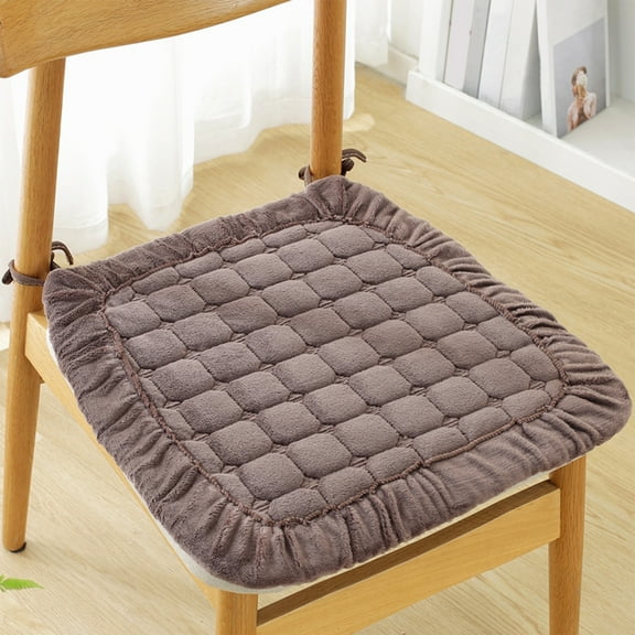 Soft Plush Chair Pads With Ties Winter Indoor Warmth Square Chair Cushion Nonslip Comfort Seat Pad Thick Computer Chair Cushion Cover Folding Pad for Car Home Office Dining Room Indoor Kitchen