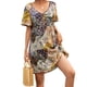 thumbnail image 4 of Vestido Bohemia Vestido de manga corta con cuello en V Mujer Ropa de verano, S, amarillo y azul oscuro Sweethay AP001221-01, 4 of 7