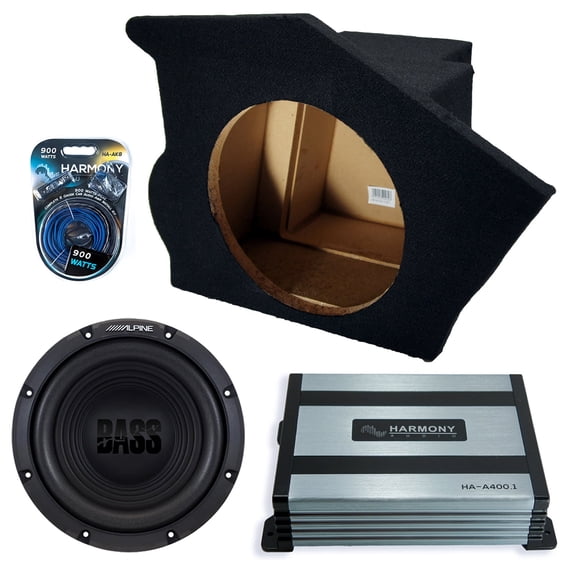 Harmony Audio Alpine fits 93-02 Chevy Camaro W10S4 Single 10" Subwoofer 250W Sealed Sub Box | HA-A400.1 Amplifier, 8GA Amp Kit
