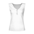 thumbnail image 6 of Women's Fashion Solid Color V-Neck Sleeveless Button Front Knitted Tank Top for Casual and Layered Outfits,White,2XL, 6 of 7