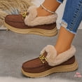 thumbnail image 3 of Pandaie Women's Slip on Loafers Fleece Lined Fuzzy Warm Winter Snow Boots Arch Support Indoor Outdoor Casual Walking Shoes Brown 8, 3 of 6
