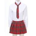 thumbnail image 2 of Haitryli Womens Plaid Pleated Mini Skater Skirt with Necktie High Waisted Skirt Outfits Red M, 2 of 7