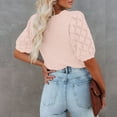 thumbnail image 3 of Yesfashion Womens Short Sleeve Sweaters Crewneck Knit Pullover Tops Summer Lightweight Crochet Blouse Shirt, 3 of 5
