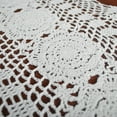 thumbnail image 2 of White Vintage Oval Table Runner Crocheted Cotton Floral Lace Tablecloth Doily, 2 of 6