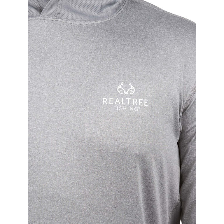 Realtree Grey Heather Men's Long Sleeve Hooded Fishing Shirt