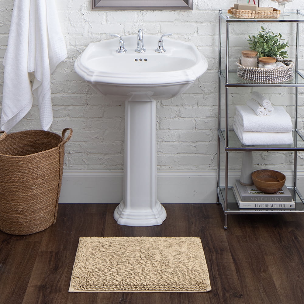 Mohawk Home Classic Cotton Plush Stain/Fade Resistant Non-Slip Washable Bath Mat, Taupe, 1' 5" X 2'