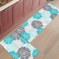 thumbnail image 2 of Kitchen Rugs and Mats 2 Pieces Bloom Sunflower Runner Rug Sets Teal Blue Blue Blooming Floral Soft Comfort Standing Kitchen Mats for Floor Absorbent Area Rugs Carpet Non Slip Cushioned Doormat, 2 of 9