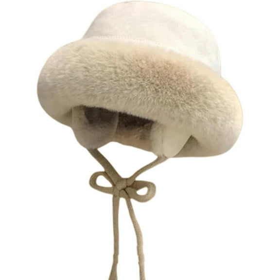 Winter Suede Bucket Hat with Ear Flaps Women Men Fuzzy Beanie Hat Faux Fur Fisherman Cap Beanies Hat Cloche Aviator Caps