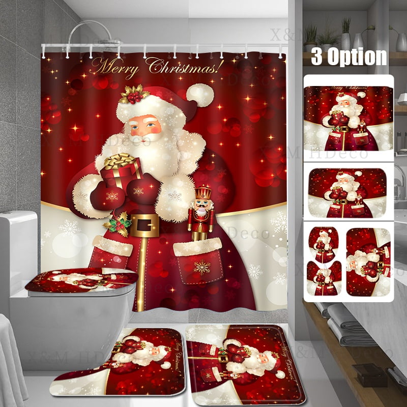 Christmas Bathroom Shower Carpet Rug Camper Retro Rv Holiday Decorations 20”x30” 
