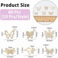 thumbnail image 2 of 60Pcs 6 Styles Mixed Shapes Butterfly Charms Bulk Butterfly Gold Rhinestone Connectors Pendants Alloy Insect Charms for DIY Jewellery Making Crafting, 2 of 6