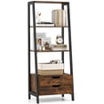 thumbnail image 1 of Gymax 4-tier Bookshelf w/ 2 Storage Drawers Sturdy Metal Frame Anti-toppling Devices Brown, 1 of 10