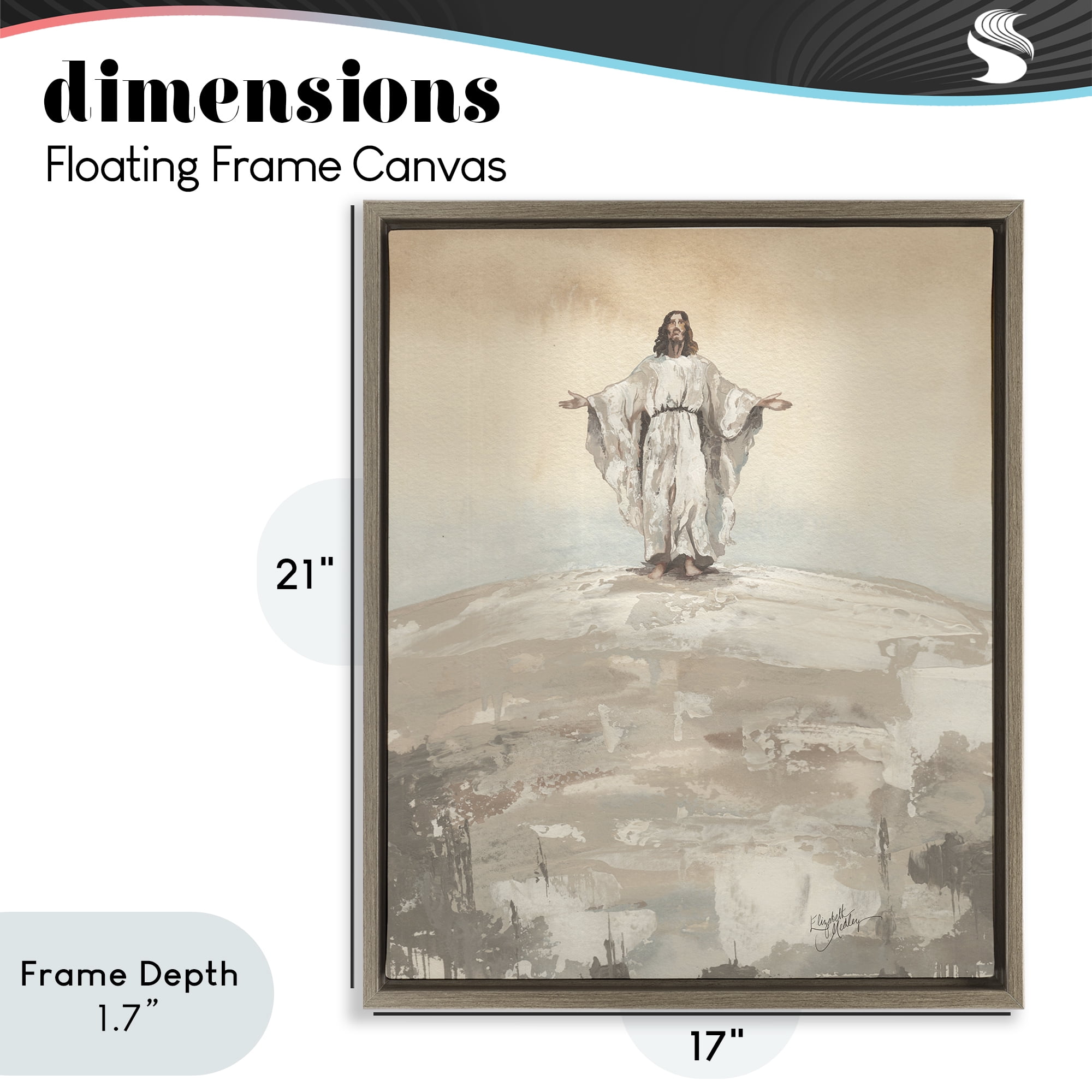 Stupell Industries Jesus on Hill Brown Framed Floater Canvas Wall Art, design by Elizabeth Medley