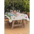 thumbnail image 2 of Outdoor Tablecloth with Umbrella Hole and Zipper, Happy Easter Rectangle Table Cloth 60x120 Inch Waterproof Tablecloth, Watercolor Floral Truck Eggs Rabbits Spring Beige Picnic Table Cover for Patio, 2 of 7