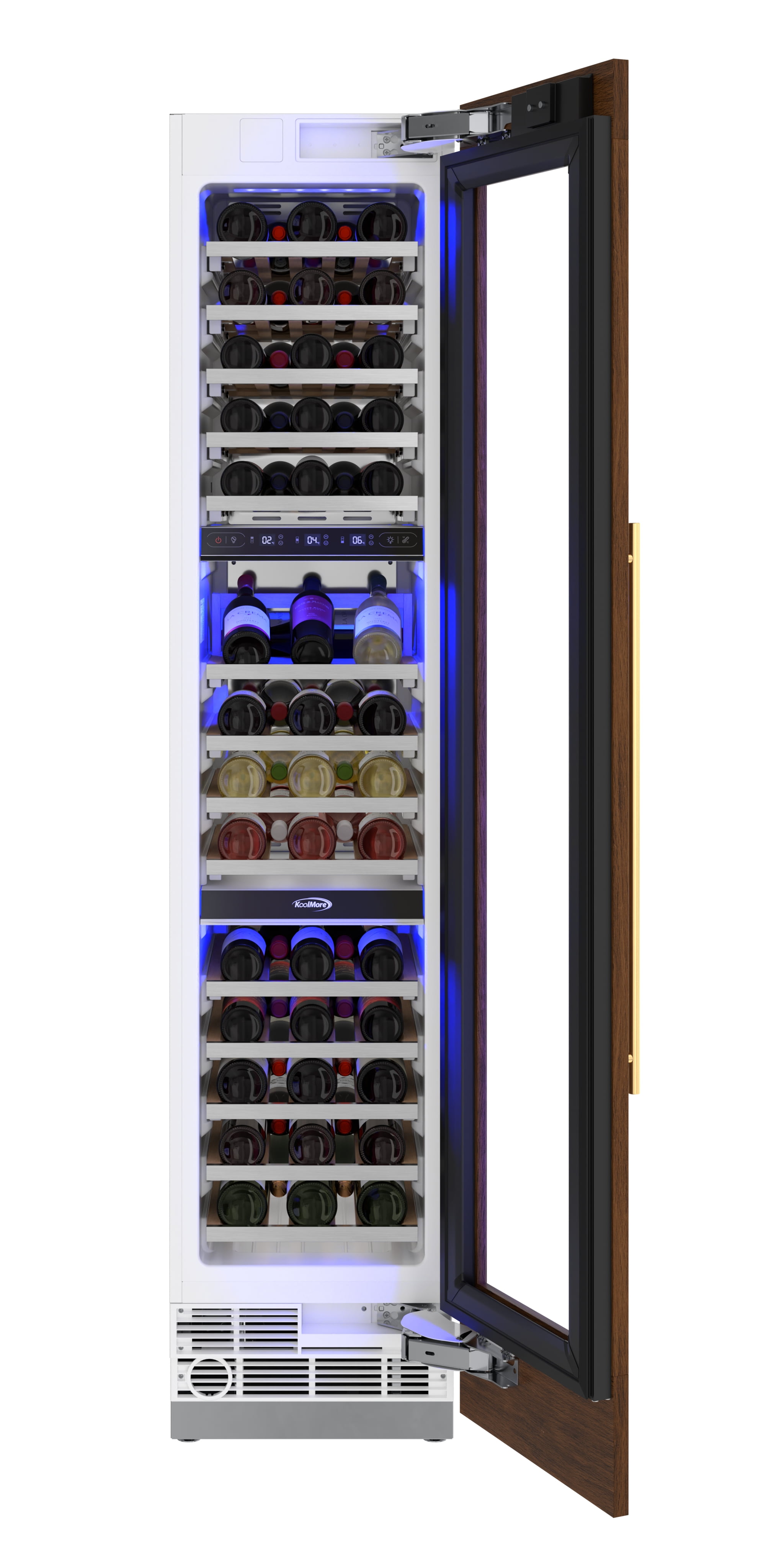 KoolMore Reserve 18 in. 68-Bottle Panel Ready Premium Column Wine Cooler Refrigerator with 14 Shelves (KM-PRC-W18)