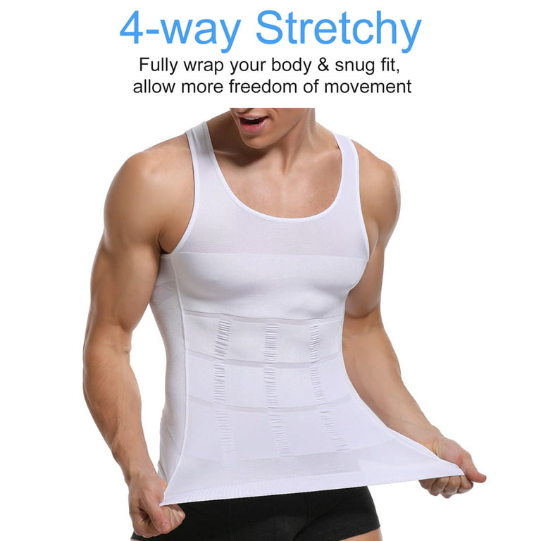SHAPEVIVA Compression Shirts for Men Shapewear Vest Body Shaper Abs Abdomen  Slim Tank Elastic Top Undershirt 