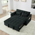 thumbnail image 4 of 54.33" Convertible Sleeper Sofa Bed, 3 in 1 Convertible Sleeper Couch with Pull-Out Bed and Adjustable Back, Velvet Loveseat Sleeper Sofa  for Living Room, Bedroom, Black, 4 of 7