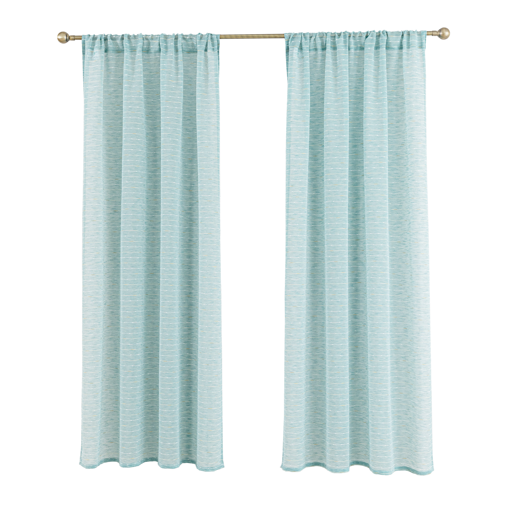 Sleep Zone Striped Jacquard Sheer Curtains Ocean Wave, Light Filtering Privacy and Elegant Drape Curtain Panels Living Room Bedroom 2 Panels, 52" x 84" Blue