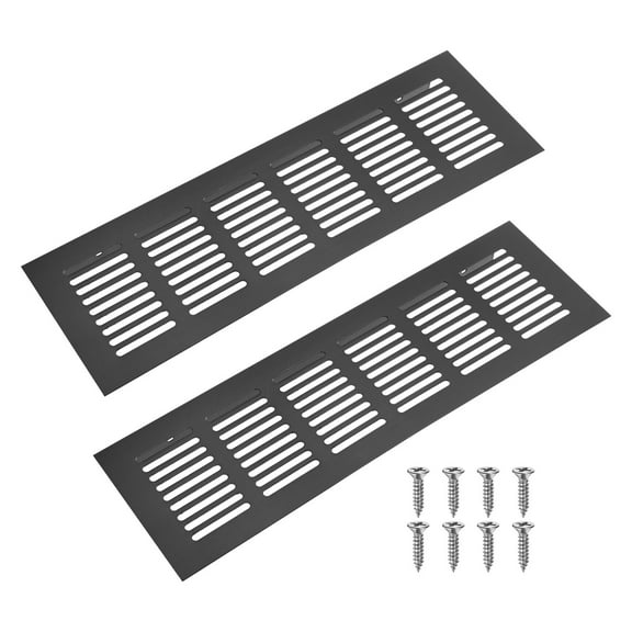 Uxcell 2-Pack Aluminum Alloy Door Air Vent Cover, 10x3"/250x80mm Ventilation Grille with Screws for Cabinet [Black]