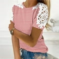 thumbnail image 1 of Blouses pour Femmes, Femmes Imprimé Manches Courtes Col Rond Pull Dentelle Hauts Chemises Blouse, 1 of 4